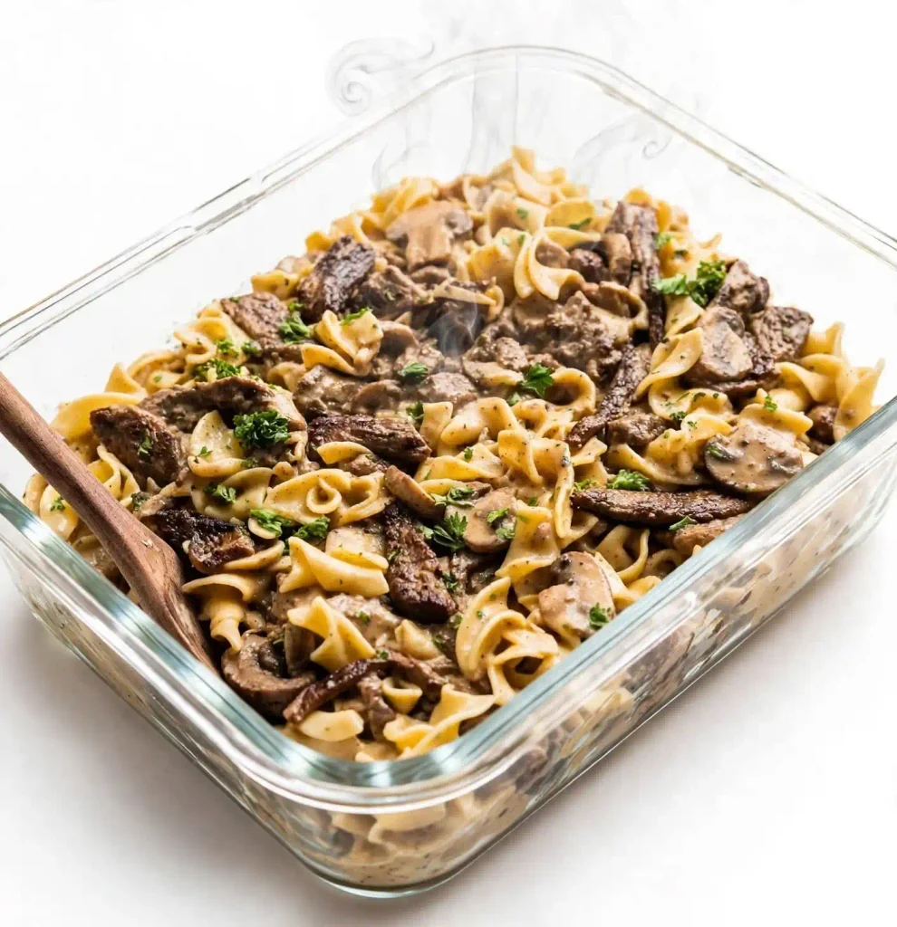 Beef Stroganoff 4 Beef stroganoff stored in an airtight container for leftovers
