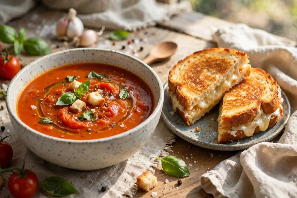 Roasted Tomato Soup 4 roasted tomato soup with grilled cheese serving